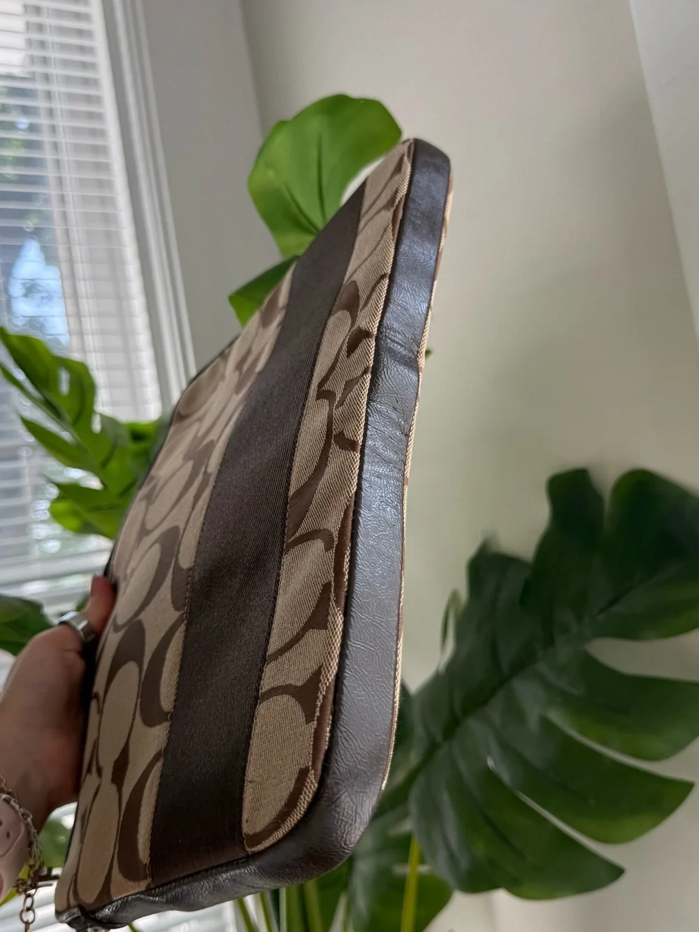 Coach Tan and Brown Signature Laptop Sleeve
